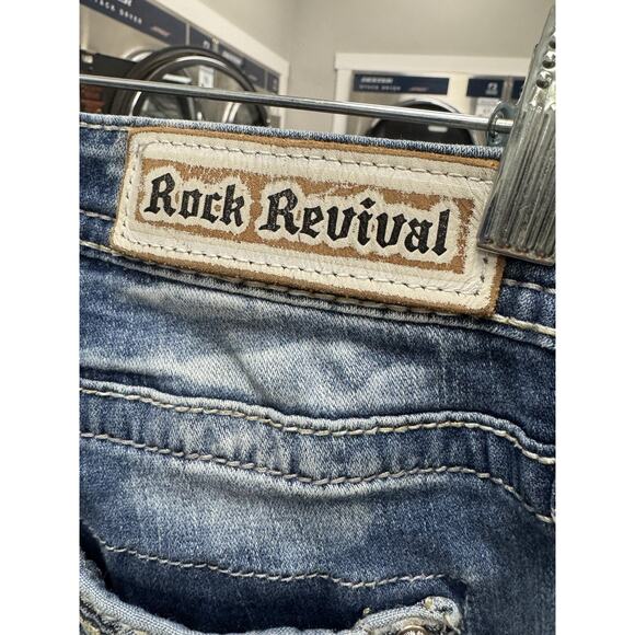 ROCK REVIVAL Women's Lang Mid-Rise Boot Jeans Size 26 Inseam 28" Distressed - Picture 7 of 12